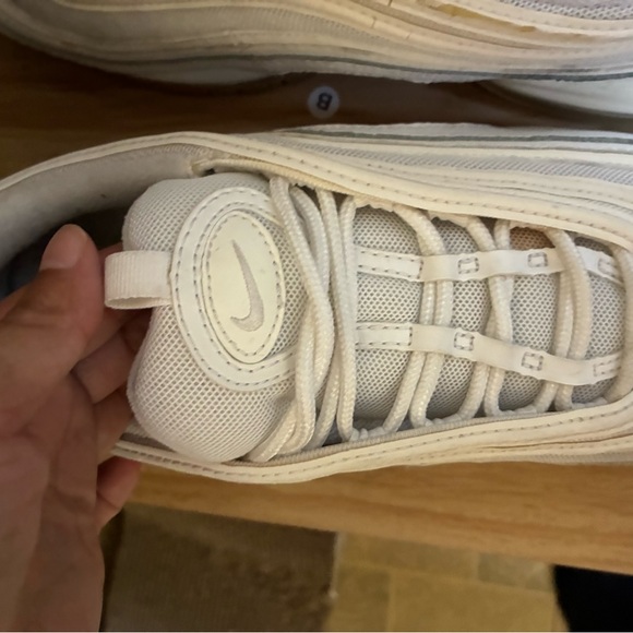 Nike Air Max 97 Triple White Metallic Silver 921522-104 Size 8.5 No Box - Picture 4 of 8